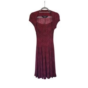 Norma Kamali Red Sleeveless Animal Print Stretchy Fit Flare Mini Dress, Size XS